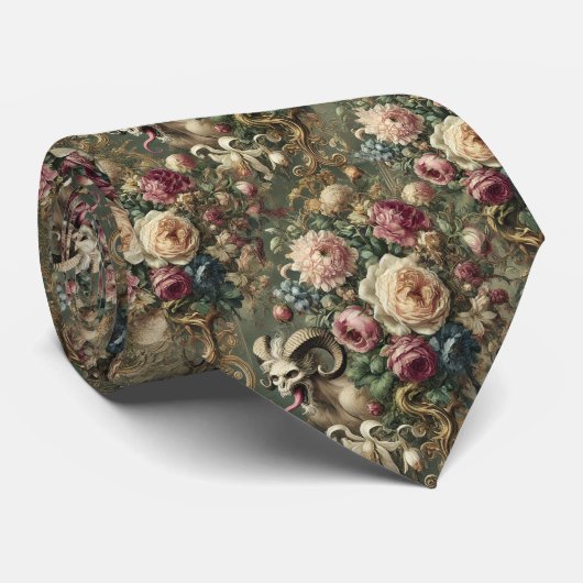 Cravate Fleurs 🩸 langue écaillée - gothique victorien (Roulé)