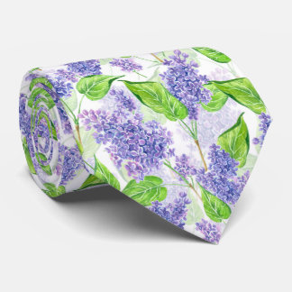 Cravate Fleurs lilas aquarelles