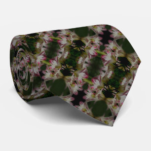 Cravate Fleurs Lys Blanches Et Rouges Abstraites