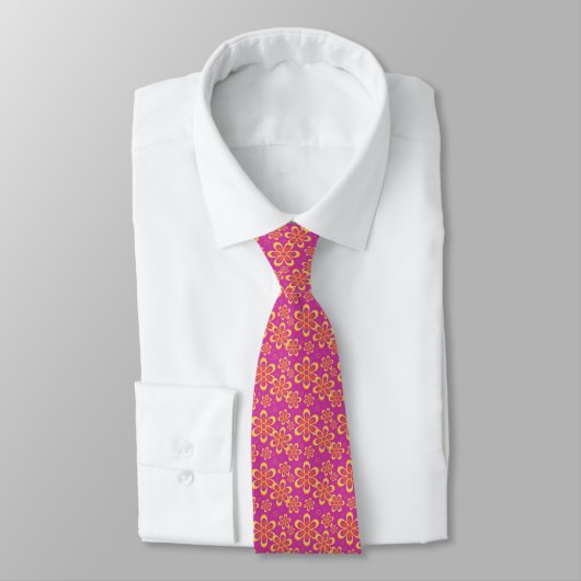 Cravate Fleurs Magenta violet Motif sans joint (Attaché)