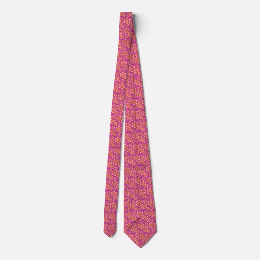 Cravate Fleurs Magenta violet Motif sans joint (Dos)