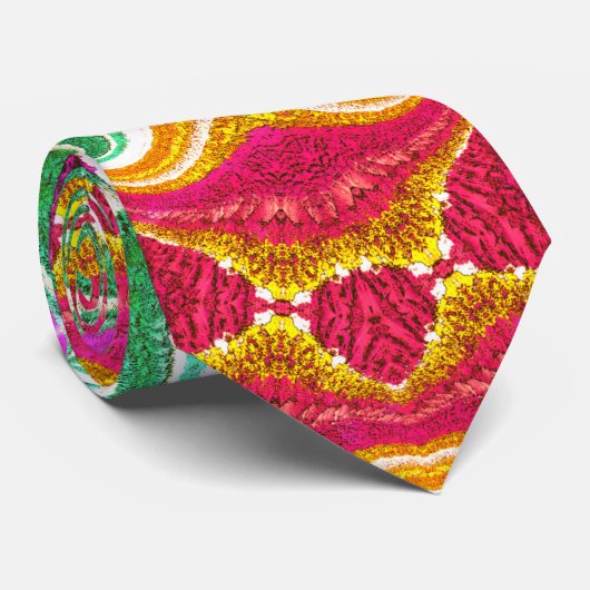 Cravate Fleurs mandala brodées fils de lumière (Roulé)