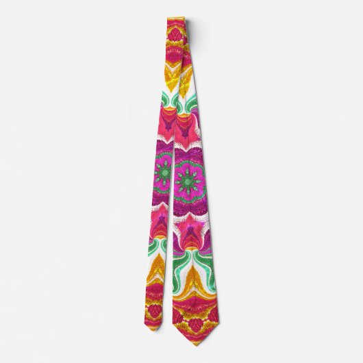 Cravate Fleurs mandala brodées fils de lumière (Dos)