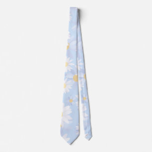 Cravate Fleurs marguerites Bleues Classiques
