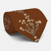 Cravate Fleurs Marron (Roulé)