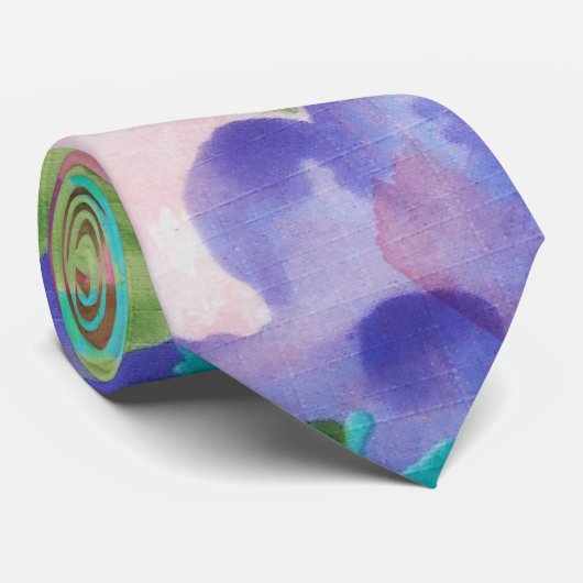 Cravate Fleurs mignonnes Aquarelle peinture à la main (Roulé)