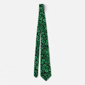 Cravate Fleurs - Mint vert sur noir (Dos)