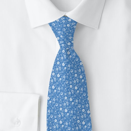 Cravate Fleurs Minuscules Bleu Ardoise