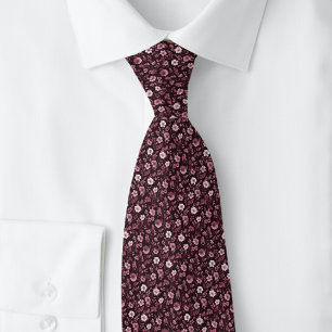 Cravate Fleurs Minuscules Bordeaux