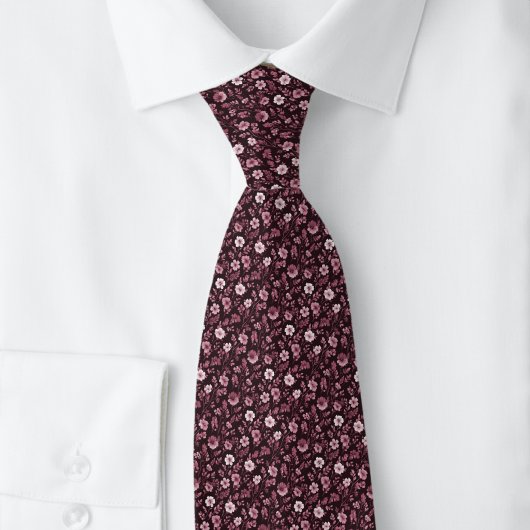 Cravate Fleurs Minuscules Bordeaux