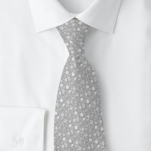 Cravate Fleurs Minuscules Gris Colombe