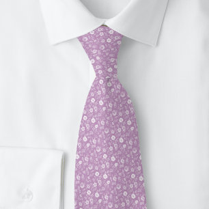 Cravate Fleurs Minuscules Lilas Poussiéreux