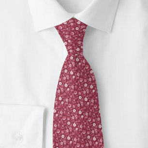 Cravate Fleurs minuscules Magenta