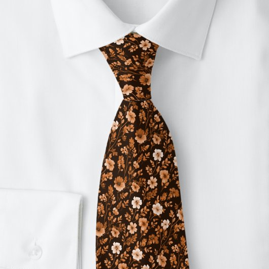 Cravate Fleurs Minuscules Marron