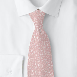Cravate Fleurs Minuscules Rose Champagne