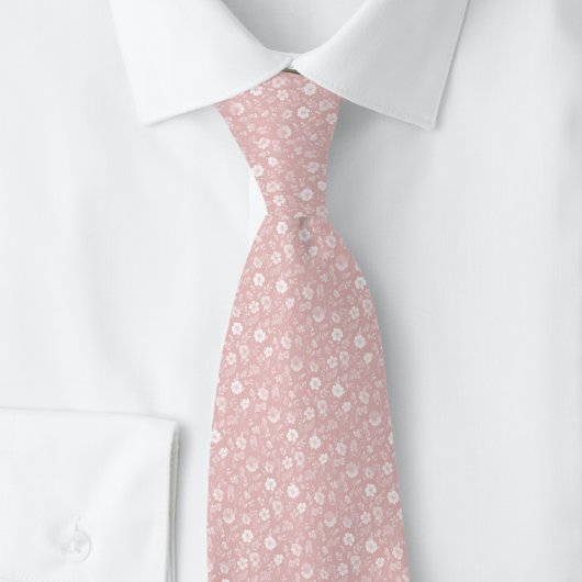 Cravate Fleurs Minuscules Rose Champagne
