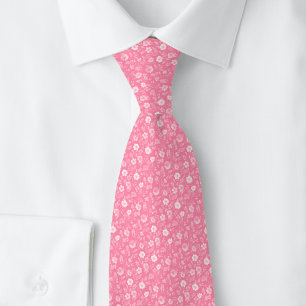 Cravate Fleurs Minuscules Rose Chaud
