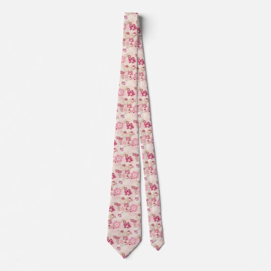 Cravate Fleurs modernes roses mignonnes motif (Devant)