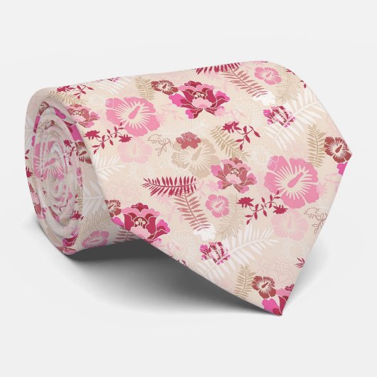 Cravate Fleurs modernes roses mignonnes motif (Roulé)