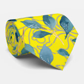 Cravate Fleurs motif 21,w B Jaune BG (Roulé)