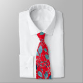 Cravate Fleurs motif 21,w Rouge BG (Attaché)