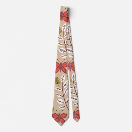 Cravate Fleurs motifs florales sans soudure, oiseaux, papi (Devant)
