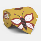 Cravate Fleurs motifs florales sans soudure, papillon, rou (Roulé)