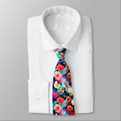 Cravate Fleurs multicolores florales Motif-37566 (Attaché)