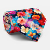 Cravate Fleurs multicolores florales Motif-37566 (Roulé)