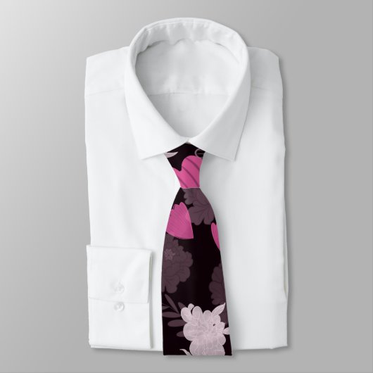 Cravate fleurs noir (Attaché)
