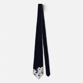 Cravate Fleurs noires et blanches et papillons (Devant)