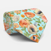 Cravate Fleurs orange de printemps (Roulé)