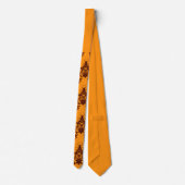 Cravate fleurs orange et impression de volutes (Dos)