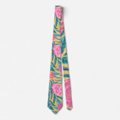 Cravate Fleurs orange rose Feuille Motif d'aquarelle (Devant)
