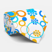 Cravate Fleurs oranges bleues (Roulé)