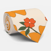 Cravate Fleurs Oranges, Motif Floral, Motif De Fleurs (Roulé)