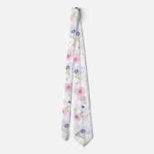 Cravate Fleurs Pâles Roses Et Bleues (Dos)