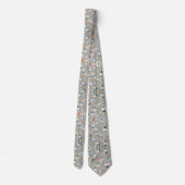 Cravate Fleurs pastel douces en floral Ditsy gris (Dos)