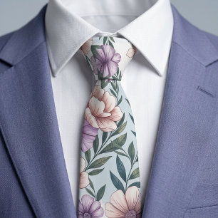 Cravate Fleurs pastel élégantes