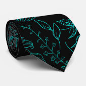 Cravate Fleurs plates motif 01.b Noir BG (Roulé)
