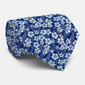 Cravate Fleurs Plumeria Hawaiienne bleue Personnalisées (Roulé)