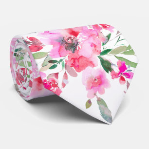Cravate Fleurs printanières H2 de PixDezines Rose Rouge