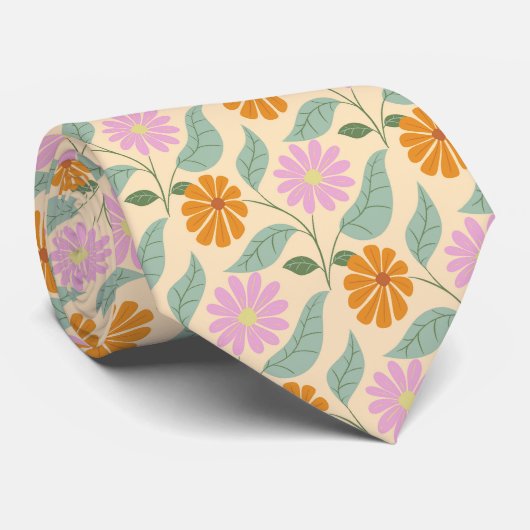 Cravate Fleurs printanières rétro (Roulé)