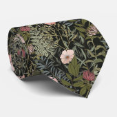 Cravate Fleurs Rétro Motifs Feuilles Sombres Et Fleurs (Roulé)