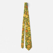 Cravate Fleurs rétro - or vert olive orange (Dos)