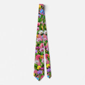 Cravate Fleurs Rose Bleu Jaune Lilas Vert Orchidée (Devant)