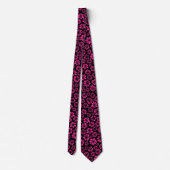 Cravate Fleurs - Rose chaud sur noir (Dos)