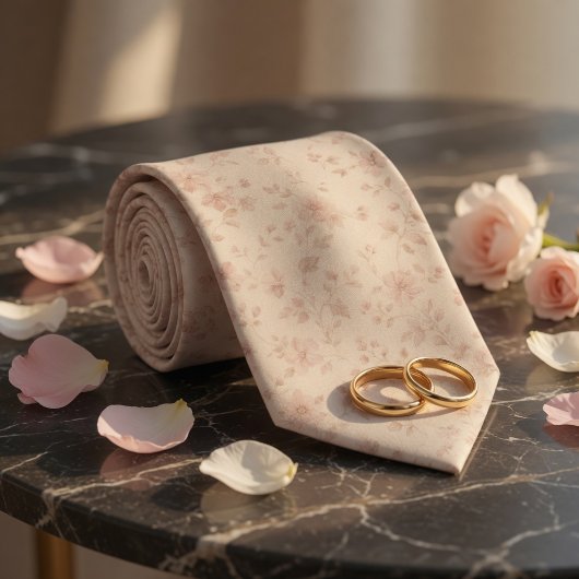 Cravate Fleurs rose pâle tendre