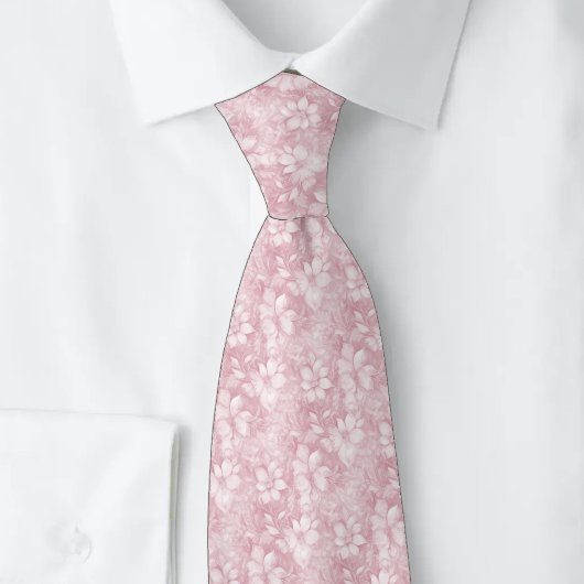 Cravate Fleurs Rose Poussiéreuse