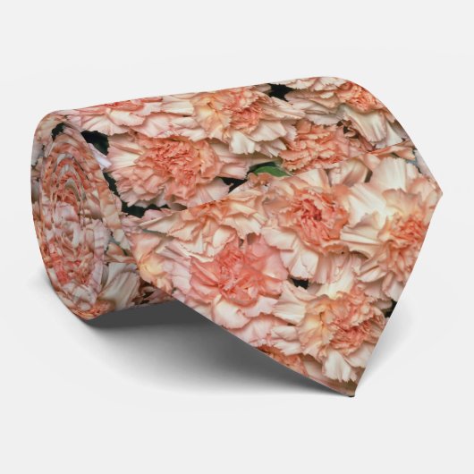 Cravate Fleurs roses d'oeillets de pêche (Roulé)